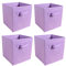 JaHECOME Set of 4 Fabric Storage Boxes Light Purple Foldable Cube Storage Boxes Storage Bins Organizer Basket with Handles for Drawers Shelves in Bedroom, Nursery Office, Playroom (LIGHT PURPLE)