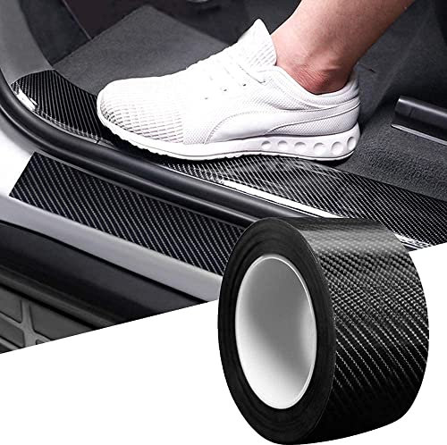 Auto Einstiegsleisten Aufkleber, Auto Gummi Stoßstange Spoiler Kantenschutz Carbon Anti Scratch Aufkleber Universal Autotür Schutz(5 cm * 3 m schwarz)