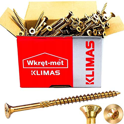 KLIMAS Holzschrauben Torx - Spanplattenschrauben Gelb - Senkkopfschrauben - Terrassenschrauben - Universalschrauben - Dachkonstruktion Schrauben Set - Holzschrauben 8x280 mm 50 Stück