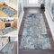QQrunner Teppichläufer rutschfest Läufer Flur 90x160cm Küchenteppich Abstrakt Grau Blau Waschbar Meterware Schlafzimmer Korridor Teppich Lang, Länge Anpassbare, 40-120cm Breit