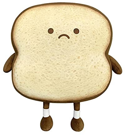 Boosns Toast Bread Juguete de peluche de comida divertida Expresión facial Juguete de peluche suave para niños (marrón, 18 cm)