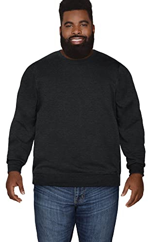 Fruit of the Loom Men's Eversoft Fleece Crewneck Sweatshirts, Moisture Wicking & Breathable, Sizes S-4x, Black Heather Crewneck, XXL Big