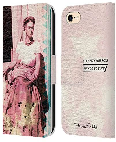 Head Case Designs Offizielle Frida Kahlo Komisch Portraits und Zitate Leder Brieftaschen Handyhülle Hülle Huelle kompatibel mit Apple iPhone 7/8 / SE 2020 & 2022