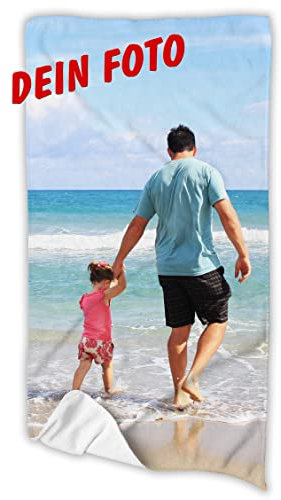 Unikatolo Foto Badetuch vollflächig personalisiert Foto 70 x 140 cm | individuelle Geschenke Männer Frauen Kinder Urlaubsfoto Reisegutschein Hochzeitsgeschenk Geburtstag Weihnachten