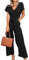 ASOMI Jumpsuit Damen Sommer Lang: Büro Tasche Mode Hawaii Overall Reißverschluss Lässig Elegant Urlaub Hosenanzug Gürtel Strand Kurzarm V-Ausschnitt Homewear Hohe Taille Schwarz M