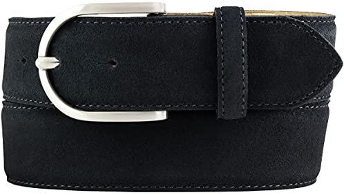 BELTINGER Damen-Gürtel aus Veloursleder 4 cm | Velour-Gürtel für Damen 40mm | Wildleder-Gürtel 4cm mit runder Gürtelschnalle | Schwarz 90cm