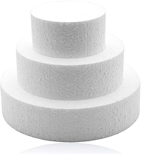 LEDU® Styropor Torte | 3 Etagen | Höhe 15 cm | Ø 20/15/10 cm | Tortendummy | Geschenktorte | Tortenrohling | Geburtstagstorte