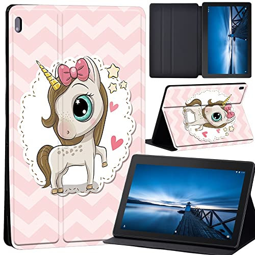 Cartoon Case for Lenovo Tab M10 TB-X605F/ TB-X605L/ TB-X505F/ TB-X505L - Leather Tri-Fold Stand Cover Case for Lenovo Tab M10 10.1-Inch Tablet (pretty unicorn)