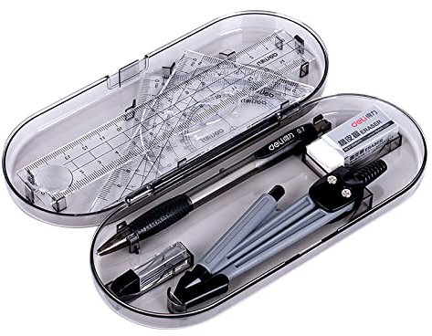Bailinks Zirkel- und Winkelmesser-Set, 8-teiliges Mathe-Geometrie-Werkzeug-Set mit Lineal, Winkelmesser, Zirkel, Radiergummi, Schul-Lernwerkzeuge für Schüler, Mathematik und Technik.