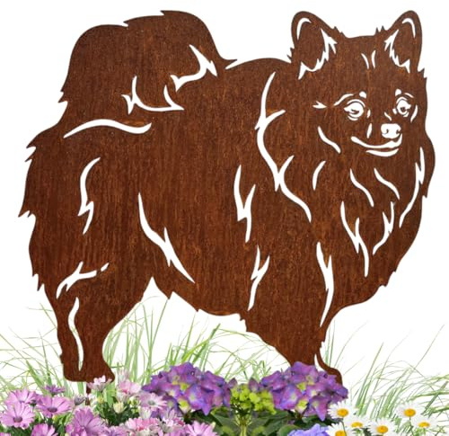 Terma Stahldesign Edelrost Hund Zwergspitz, Handmade Germany, tolle gartendeko aus Rost-Metall, deko rostoptik, Rostfiguren Tiere, rostfiguren Garten, Rostdeko