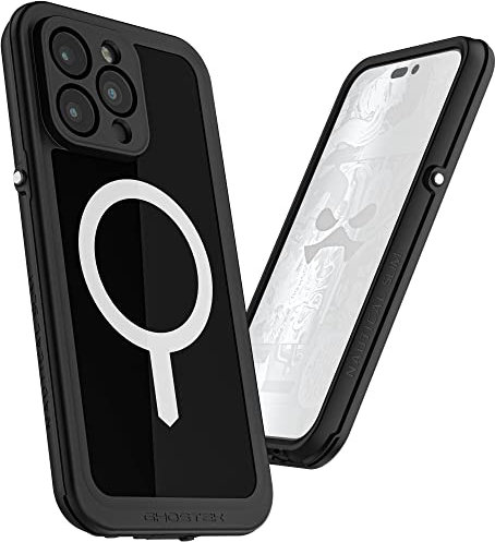 Ghostek NAUTICAL slim iPhone 14 Pro Max Case Heavy Duty Protective Waterproof Cover with Built-In Screen Protector and MagSafe Magnetic Compatible Designed for 2022 Apple iPhone14ProMax (6.7) (Black)