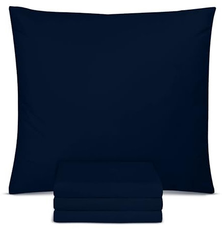 Utopia Bedding - Kissenbezug 65x65 4er Set - Kopfkissenbezug 65 x 65 aus 100% gebürsteter Mikrofaser mit Umschlagverschluss - Falten-, verblassen- und schmutzabweisende Kissenbezüge 65x65 - Marineblau
