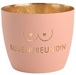 Windlicht Madras Busenfreundin pastellrosa/Gold Eisen Höhe 8,5 cm