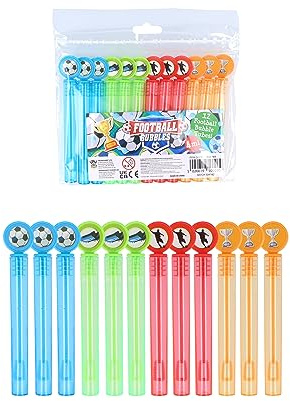 Henbrandt Neon Football Party Bubble Tubes with Wand (Pack of 12) Children's 4ml Party Bubbles Loot Bag Fillers Summer Games Kids Party Bags for Boys and Girls