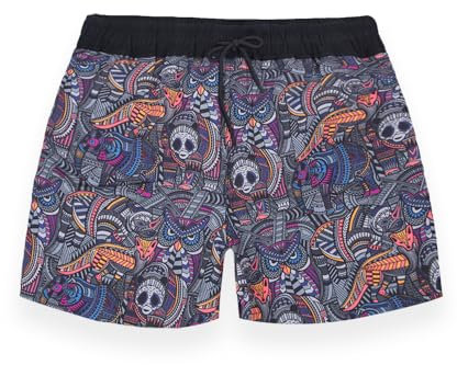 Pampling Bañador Hombre – Short de Baño con Estampados Originales, Secado Rápido, Cintura Elástica con Cordón, Bolsillos Laterales y Trasero – Ideal para Playa y Piscina (Tribe, M)