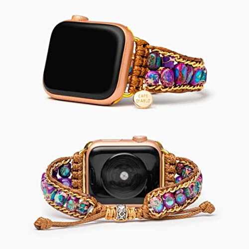 Cape Diablo Kompatibel mit Apple Watch Armband, 49 mm, 45 mm, 41 mm, 44 mm, 42 mm, 40 mm, 38 mm, Boho, handgefertigtes Uhrenarmband für Damen für iWatch SE/Ultra Serie 9, 8, 7, 6, 5, 4, 3, 2,