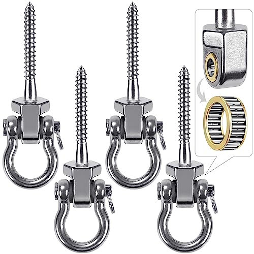 SELEWARE Grucce per altalena resistenti con cuscinetti, confezione da 4, in acciaio inox, per patio e parco giochi, ganci girevoli silenziosi, hardware per altalena resistente per interni ed esterni,