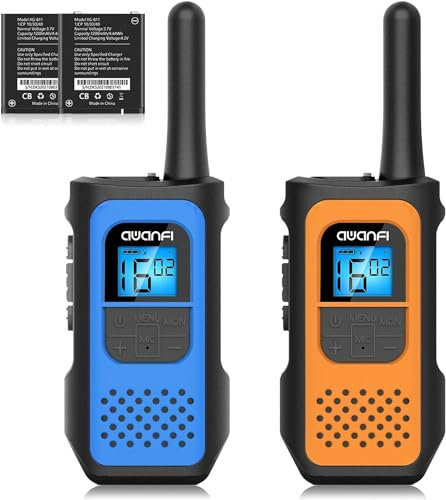 AWANFI Walkie Talkies for Kids Adults, Rechargeable Walkie Talkie with 1200mAh Li-Ion Battery, Long Range 16 Channels Radios, Walky Talky with VOX, USB-C Cable, Walkie-Talkie for Outdoor Camping