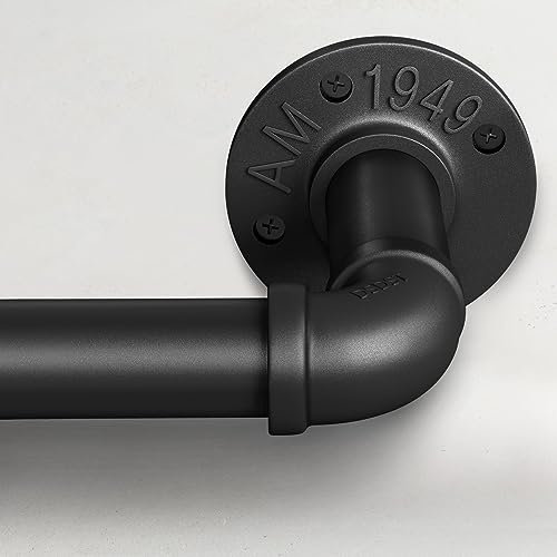 Barra de cortina negra extensible, industrial para montaje en techo, barra de cortina industrial, 76 a 305 cm, color negro