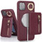 SailorTech iPhone 11 Pro Phone Leather Case with Credit Card Holder Magsafe, iPhone 11 Pro Case Ring Stand with Kickstand Card Slots Wallet Detachable 2-in-1 Zipper Case - Burgundy