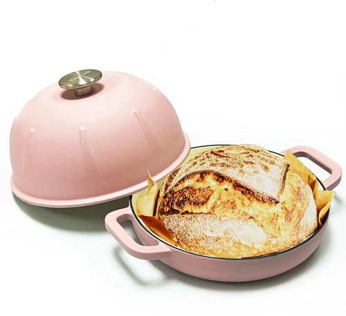 Cuisiland Cloche à pain en fonte émaillée – Couvercle dôme pour cuisson artisanale au levain – Conservation de la chaleur – Ustensiles de cuisson antiadhésifs pour une croûte croustillante et uniforme