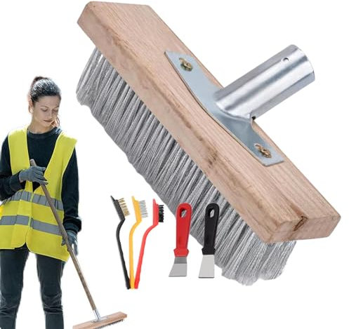 Kongou Escoba Resistente, Escoba de cerdas rígidas | Cabezal de Escoba de Alambre de Alta Resistencia,Escoba de Metal con Casquillo para Mango de Madera, Escoba de jardín para terraza, Piedra,