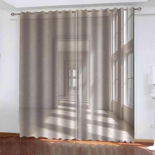 Gardine Sonnige Fensterbank Weiß Vorhänge Wohnzimmer Vorhang Kinderzimmer,3D Curtains, Fenster Für Küche Schlafzimmer Wohnzimmer, 2Er Set/Uv-Schutz