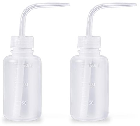 Qianyu Bottiglie per il lavaggio, 2 pezzi, 150 ml, strumenti di sicurezza per irrigazione, in plastica, con pratiche etichette a bocca stretta, per la pulizia medica di piante grasse