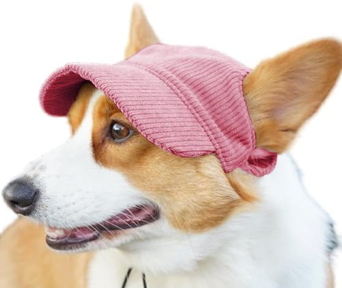 Hunde Baseballmütze,Hunde Basecap Verstellbar Sonnenschutz Hunde Hundecap mit Ohrlöchern,Hunde Mütze Sommer Schattierungshut Zubehör für kleine, Mittlere Hunde(L, Rosa)