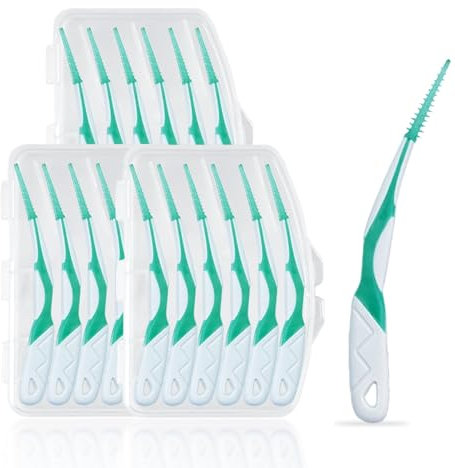 WQINX Zahnseide-Plektren, tragbare weiche Silikon-Interdentalbürste, Zahnseide-Plektren für Zähne, Einweg-Interdentalbürste, adaptive Interdentalbürste für gesunde Zähne, Grün, 72 Stück