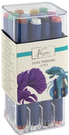 VAN NASSAU FINE ART Round dual markers, 12 pcs in transparent box