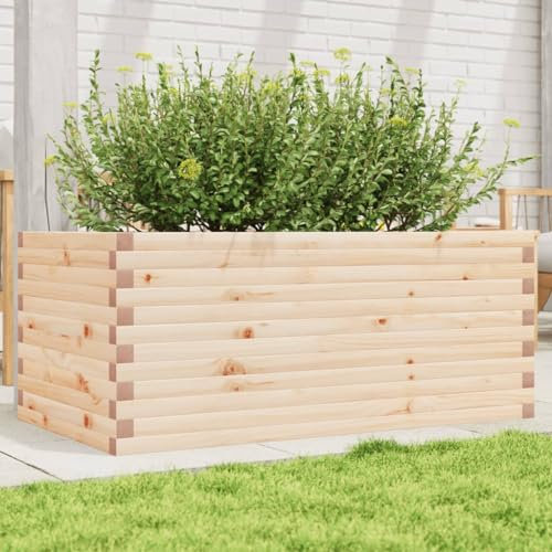 Iiaky Garden Planter 110x60x45.5 cm Solid Wood Pine,Wooden Garden Planter Plant Pot Box Flower Herb Veg Wood Trough Outdoor