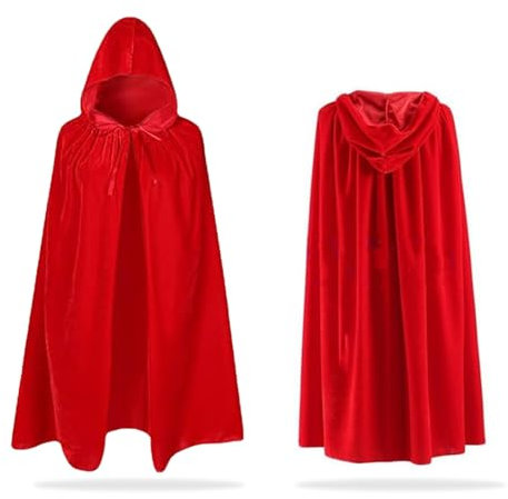 UILYNIU Capa Rojo con Capucha Largo Disfraz Vampiro Capa de bruja bicolor para Halloween en misterioso estilo vampiro Disfraz Halloween Niño Adulto para Carnaval Fiesta Disfraces (Rojo)