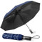TechRise Parapluie Pliable, Parapluie Automatique Compact Coupe-vent avec 10 Baleines, Ouverture et Fermeture Automatiques à un Seul Bouton, Parapluie Portable pour Hommes et Femmes, Carreaux Bleus