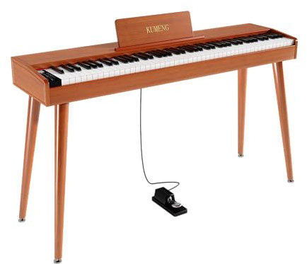 KUMENG - 88 Keys Semi-Weighted Digital Piano Keyboard, Full Size Electric Piano for Beginners, with Sheet Music Stand, Pedal, Power Adapter, Headphone Mode,