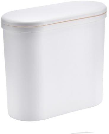 Tissting Petite Poubelle de Salle de Bain avec Couvercle Supérieur à Pression, Poubelle Étroite en Plastique, Poubelle Fine Blanche Élégante pour Chambre à Coucher, Bureau, Salon