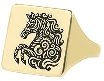 Tribal Pferd Siegelring - Reitpferd Ring - Gravierte Pferd Ring - Fett Aussage Ring