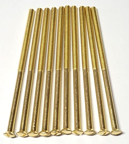 Pack of 10 Brass Electrical Screws 75mm X 3.5mm Brass(Gold) Long Socket Screw Switch Plugs Fixings Raised Slotted Head