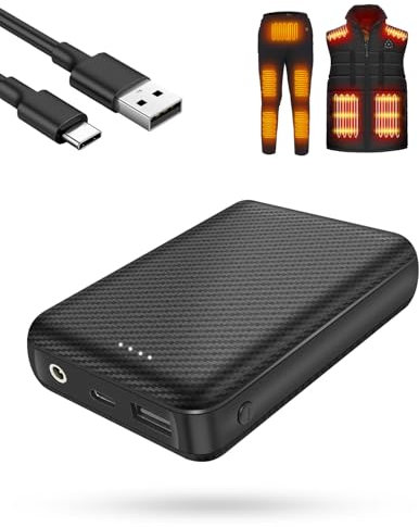 FERNIDA Tragbare 7.4V 10000mAh Akku mit USB- und DC-Anschluss, Power Bank für Beheizte Kleidung, Beheizte Weste, Beheizte Hosen und Mobiles Elektrisches Gerät