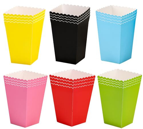 TakFree Small Popcorn Boxes, 24 Pcs Coloured Mini Popcorn Boxes Bucket Paper Pop Corn Bags Containers Box for Party Birthday Picnics