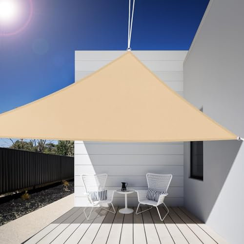 Sonnensegel Dreieckig, 3x3x3m, Sonnenschutz Wasserdicht Windschutz UV Schutz 99% Sunsegel mit Ösen Schnelle Wärmeableitung Hohen Zugkräften Standhalten Maschinenwäsche für Balkon Terrasse Garten