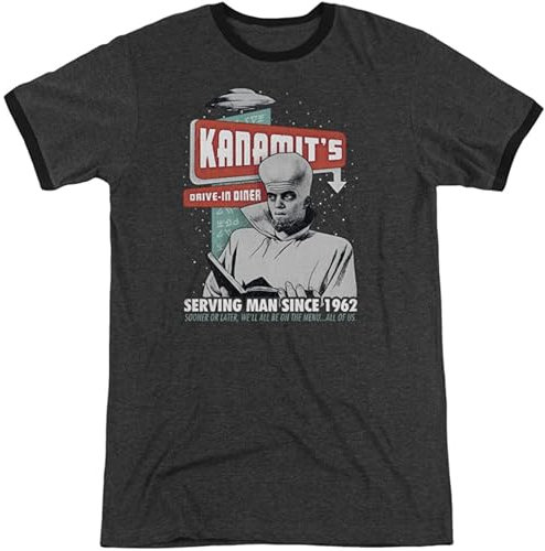 Kanamits Diner Mens Adult Heather Ringer Shirt Charcoal Size XL