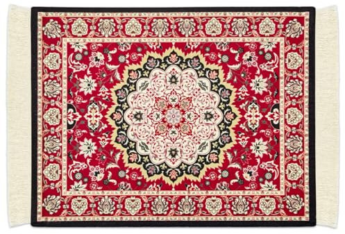 Persian Carpet Style Mouse Pad Oriental Vintage Bohemian Rug Desk Pad Miniature Mouse Mat Coaster Table Décor for Office Home