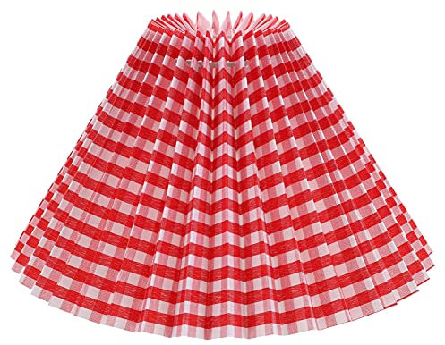 NUOBESTY 1Stück Roter Karierter Lampenschirm Faltbarer Lampenschirm Für Tischlampe Und Vielseitig Einsetzbar Im Schlafzimmer Wohnzimmer Büro Fassung Sanftes Licht