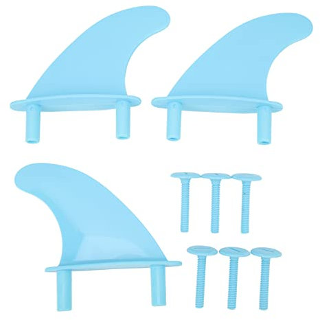 KJAOYU Surfboard Fins Thruster Fins Set, Surfboard Fins Soft Top Tri Fin Set - PVC Plastic for Surfing Water Sports with Screws | for Surfers and Water Sports Enthusiasts (Blue)