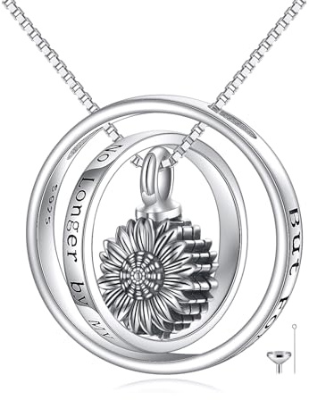YAFEINI Sonnenblumen Urnen Ketten für Asche 925er Sterling Silber You Are My Sunshine Einäscherungs Schmuck für Asche Erinnerungs Schmuck Geschenke für Damen Herren