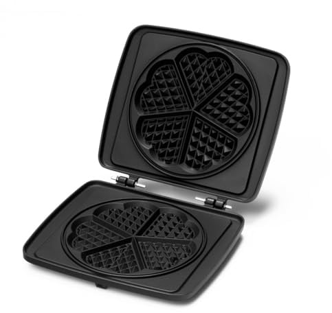 frifri - Plaques pour Gaufres en Forme de Cœur - Fonte Antiadhésive - Répartition Homogène de la Chaleur - Résultats Gourmands - Nouvelle Génération - Nettoyage Lave-Vaisselle - Noir