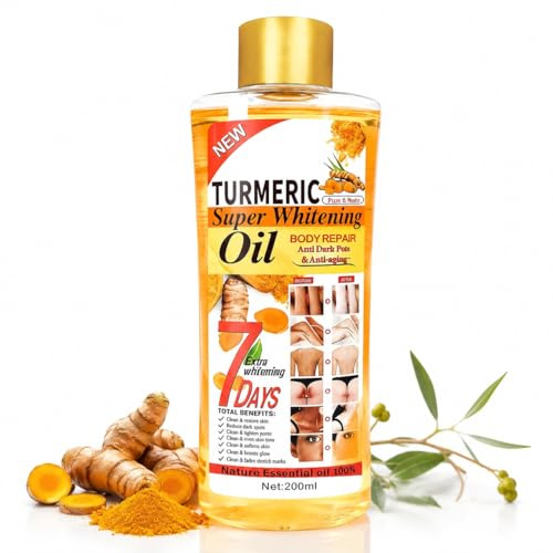 QIWEIS Turmeric Body Oil, Glow Remedy Oil Kurkuma Körperöl Vitamin C Body Oil Corrector Pflegendes Haut- Und Körpermassageöl Kurkumaöl Verbesserung Stumpfer, Strafft Die Haut, 200ml