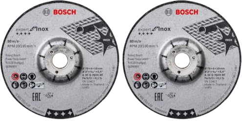 Bosch 2x Schruppscheibe Expert for Inox (für Edelstahl, Ø 76 x 4 x 10 mm, Professional Zubehör Winkelschleifer) (Packung mit 2)