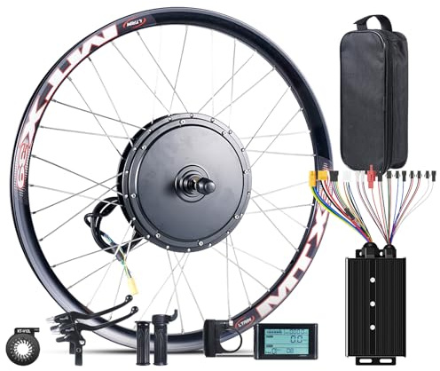 48V 2000W Rear Wheel Ebike Conversion Kit Hub Motor 26'' DIY Mountain Bicycle Motor with 45A Controller PAS, Brake, 20X Half Twist Throttle, Controller Box